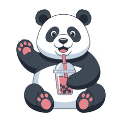 Cute panda drinking boba tea © MDABUBAKKAR