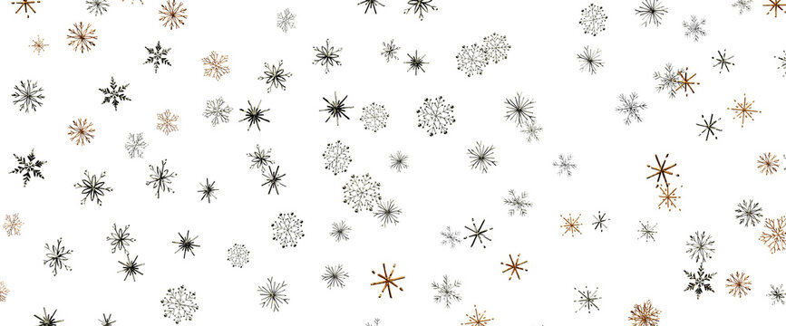 Seamless pattern of diverse snowflakes falling gently creating winter wonderland magic