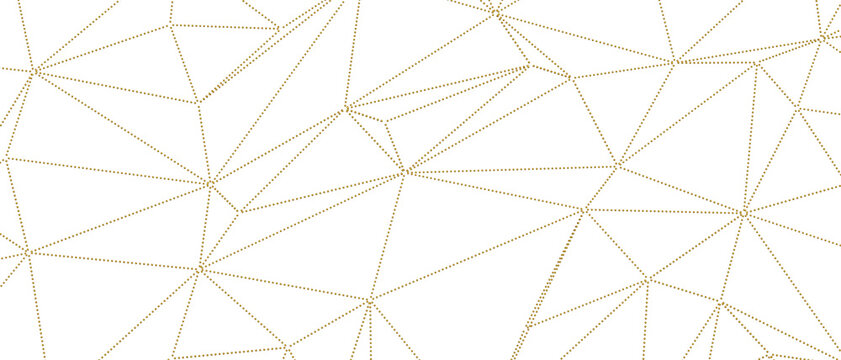 Abstract geometric pattern of golden dotted lines connecting nodes, creating a modern minimalist bac