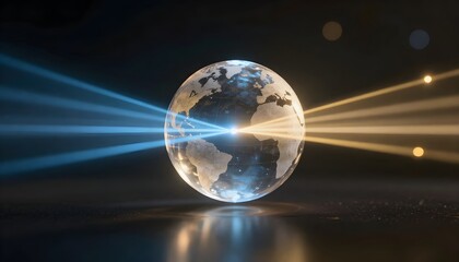 Fototapeta premium light beams from crystal globe