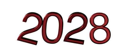 2028 in red text isolated on white. Ideal for new year greetings, future vision, and conc © vegefox.com