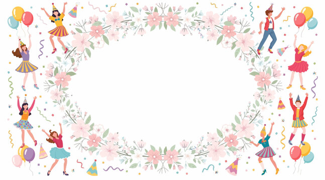 Happy dancing kids party frame