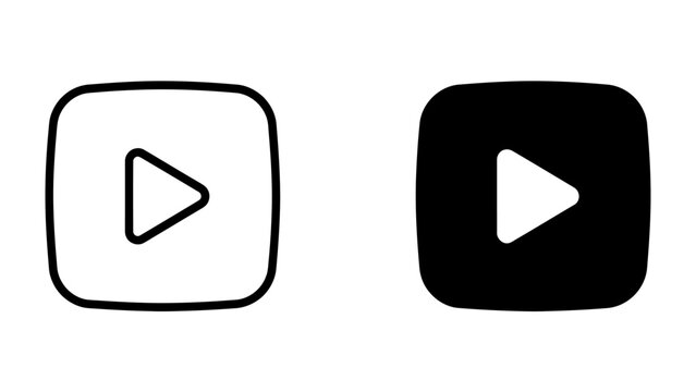 Play Button Icon Comparison: A white and a black play button icon are shown side-by-side, representing media playback controls.