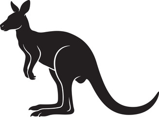 Fototapeta premium Black silhouette of a kangaroo on a white background