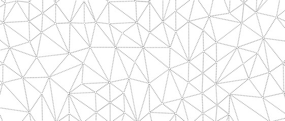 Obraz premium Geometric dotted line network pattern on white background, abstract digital art.
