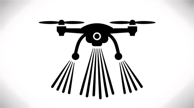 Drone, aerial, black silhouette, spraying, agricultural drone, crop duster