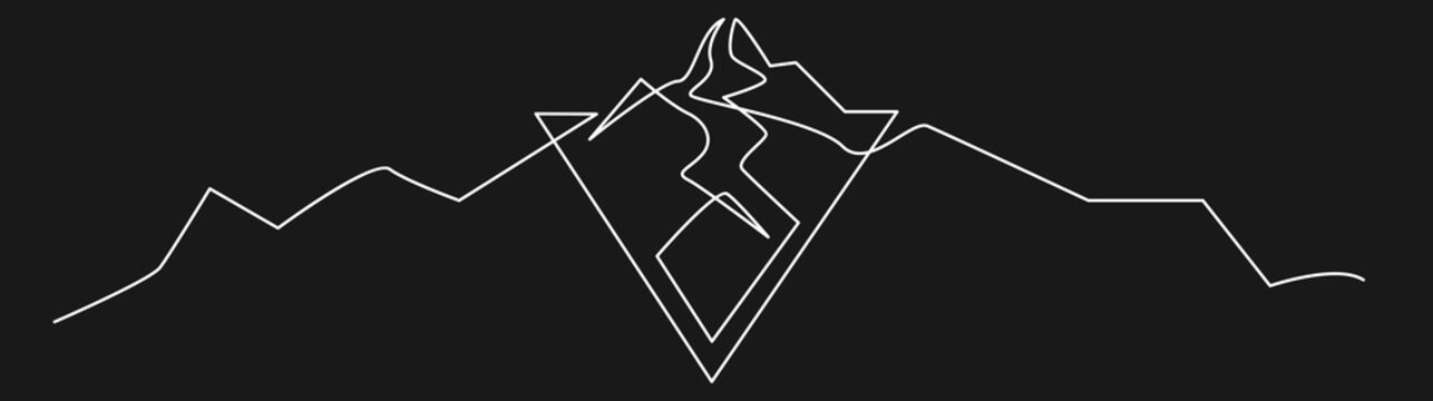 Continuous Line Art of a Minimalist Mountain Range with the Elder Scrolls Skyrim Logo