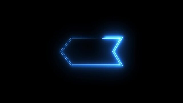 Abstract blue light hexagon shape animation on black background glowing neon line motion graphics.