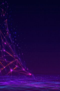 Futuristic Network Connection on Dark Purple Background Digital Art Illustration