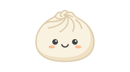 Cute cartoon baozi dumpling with happy smiling face.