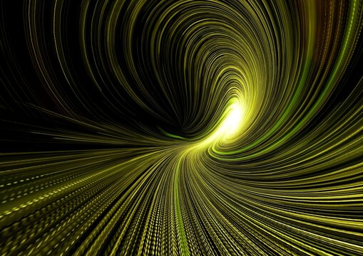 金色の光が渦を描く幻想的な銀河風アブストラクト背景