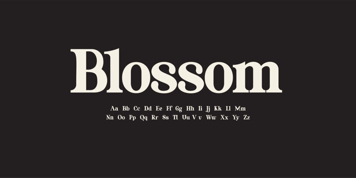 Blossom classic serif font alphabet letters fancy gentle typographic design. Elegant anthique typography. Retro slick serif letter set for wedding card, restaurant menu, headline. Vector typeset.