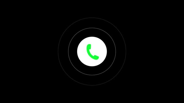 Smart phone call ring icon animation with isolated black background. Motion graphics of call concept