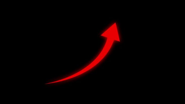 Growing business arrow on black. Profit arrow .Business concept, growing chart. Concept of sales symbol icon with arrow moving up. Motion graphics of business arrow concept