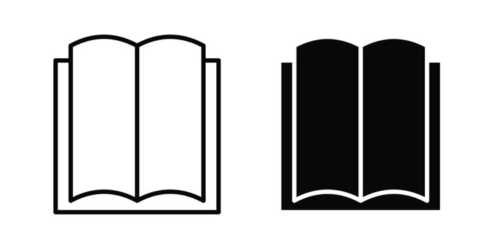 Book open icon line illustrations set