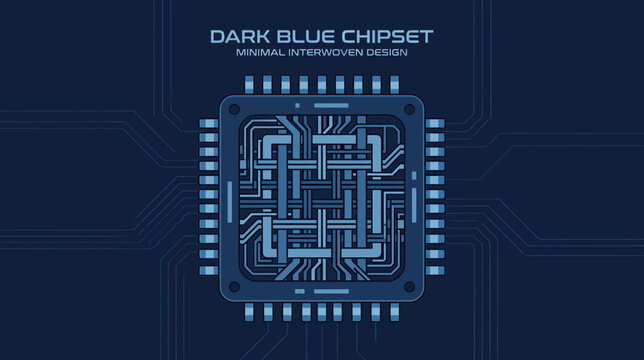 Dark Blue Microchip Circuit Board Design