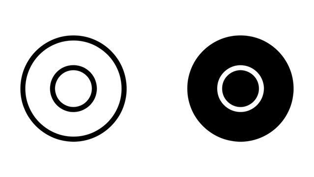 Concentric Circles Symbol: Two graphic representations of concentric circles, one outlined in black on white and the other reversed in white on black, symbolizing unity, focus, and interconnectedness.