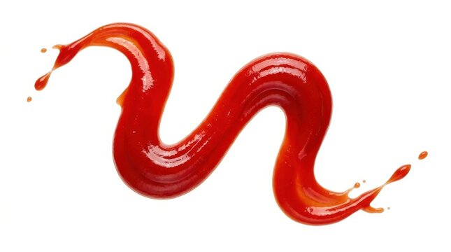 Swirl of tomato ketchup or red sauce isolated on white background