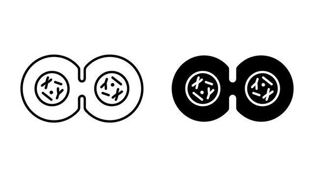 Cell Division Icons: Two representations, one outlined and one filled, depict the process of cell division, showing chromosomes within dividing cells.