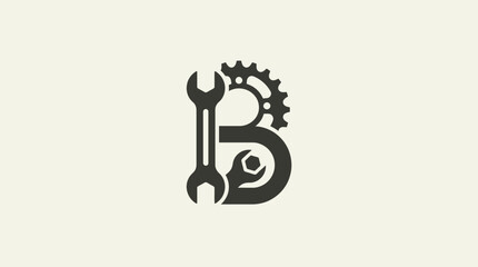 Black letter B logo with tools. © almeera