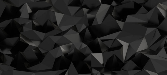 Fototapeta premium A dynamic background of dark, sharp geometric shapes and triangles creating depth.