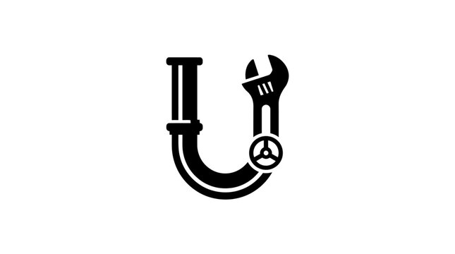 Peace Symbol Wrench Pipe Logo Design.