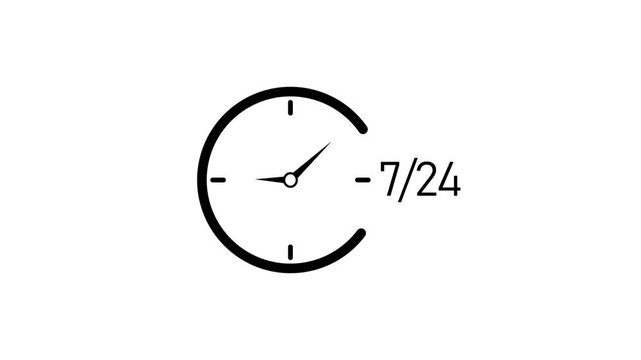 Minimalist black clock face with negative seven twenty four time display