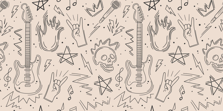 Monochrome Rock Vector Seamless Pattern