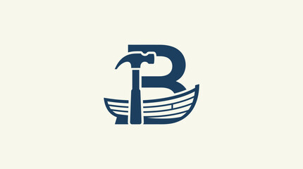 Letter B with hammer and boat. © almeera