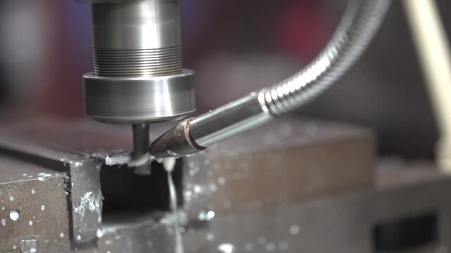 Close Up of Drill Press Machine in Small Community Metalworking Workshop	