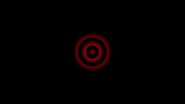 Glowing neon red dotted concentric circles radar signal animation on a solid for communication and technology concepts. Futuristic Blue Neon Radar Scan with Concentric Circles 4K Motion Graphics.
