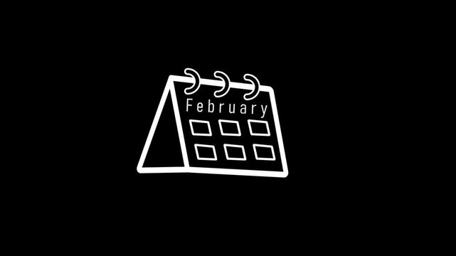 Minimalist february calendar with clean typography and geometric grid on dark background