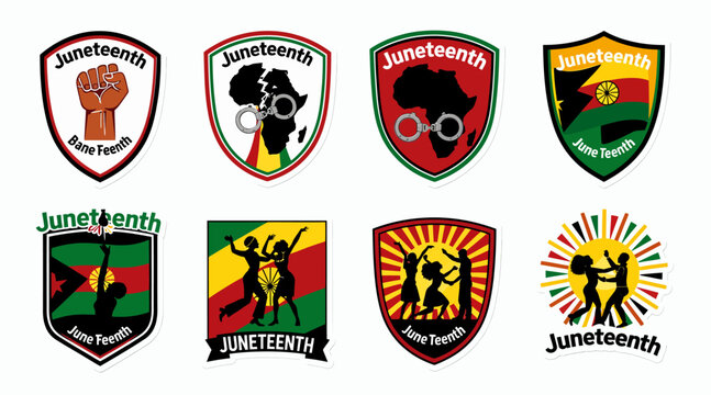 Juneteenth celebration badges and logos