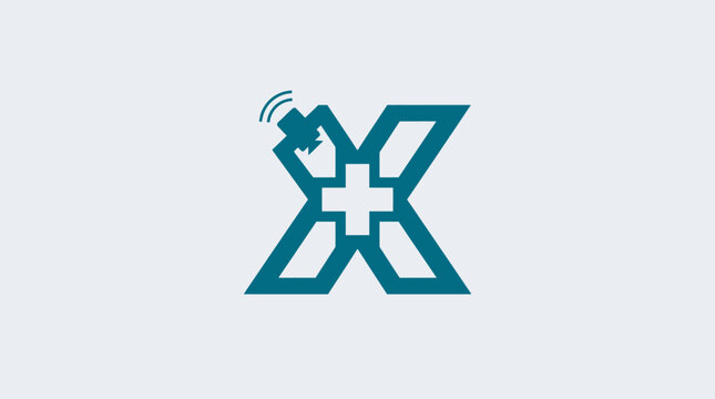 Teal Cross Medical Symbol Logo Design.