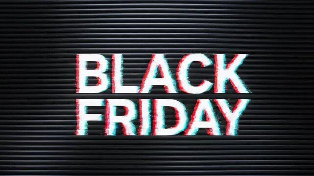 Black Friday text on dark ribbed background for sales event
