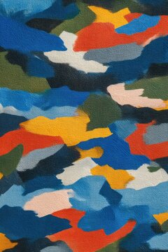 Abstract painting of colorful brushstrokes on canvas close up texture modern art style bright shades studio shot