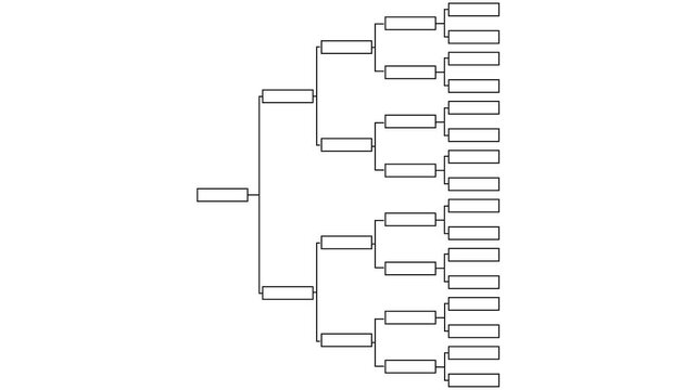 16-team bracket for the competition. Motion graphics of team management concept