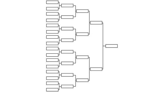 16-team bracket for the competition. Motion graphics of team management concept