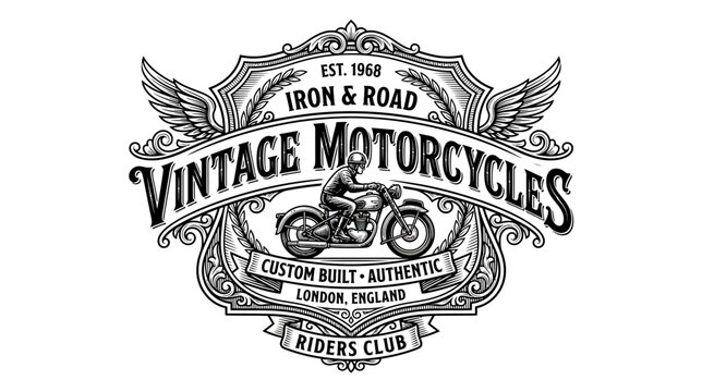 Vintage Motorcycles Riders Club Emblem, Est. 1968, Custom Built, London England