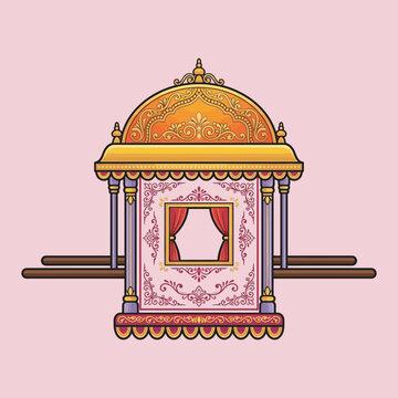 Ornate Palanquin With Floral Flourishes Traditional Indian Palki Vector
