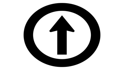 Fototapeta premium Arrow icon pointing upward represents progress and growth within a circular frame design element.