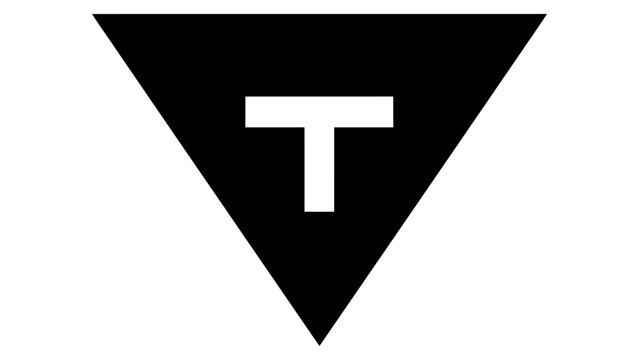 Triangle sign featuring a bold letter T indicates a specific transit stop or directional location.