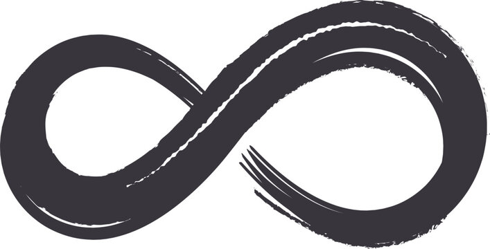Hand drawn brush stroke creating an abstract infinity symbol