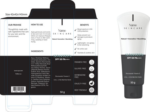 Cosmetic Packaging Mockup for Broad Spectrum tube.