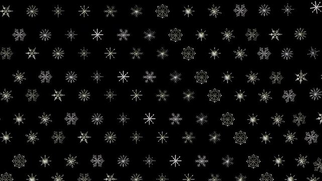 Delicate winter snowflakes elegantly scattered across a clean white backdrop