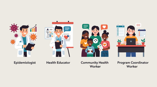 Healthcare professionals, medical workers, and community health