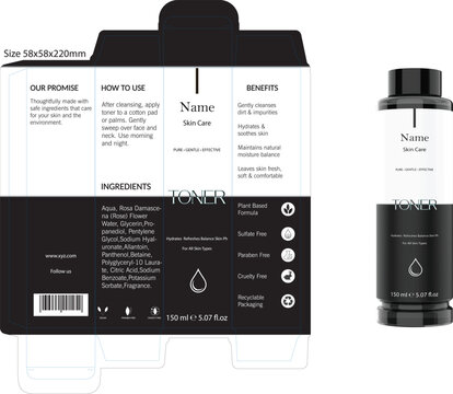 Cosmetic Packaging Mockup for hydrating toner Box and Bottle