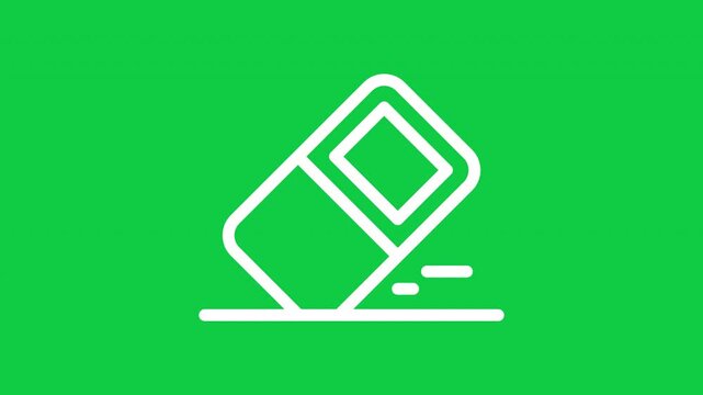Animated eraser outline icon with transparent background for editing, correction, drawing, design, education and creative motion graphics projects.