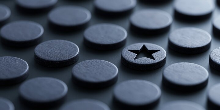Black wooden tokens with star cutout