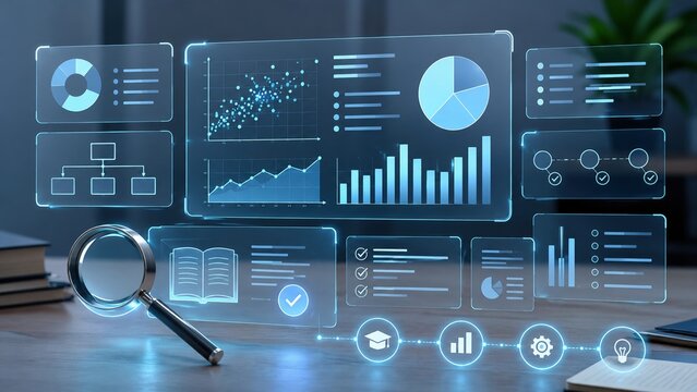 Data Literacy Infographic with Charts and Analytics Icons